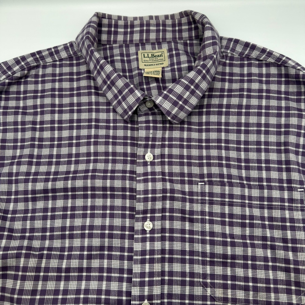 LL Bean Mens Oversized XXXL Tall‎ Slightly Fitted Button Down Plaid Pocket Shirt
